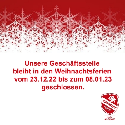 Geschäftsstelle in den Weihnachtsferien geschlossen!